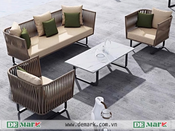 Ghế sofa mây thư giãn decor hồ bơi ngoài trời