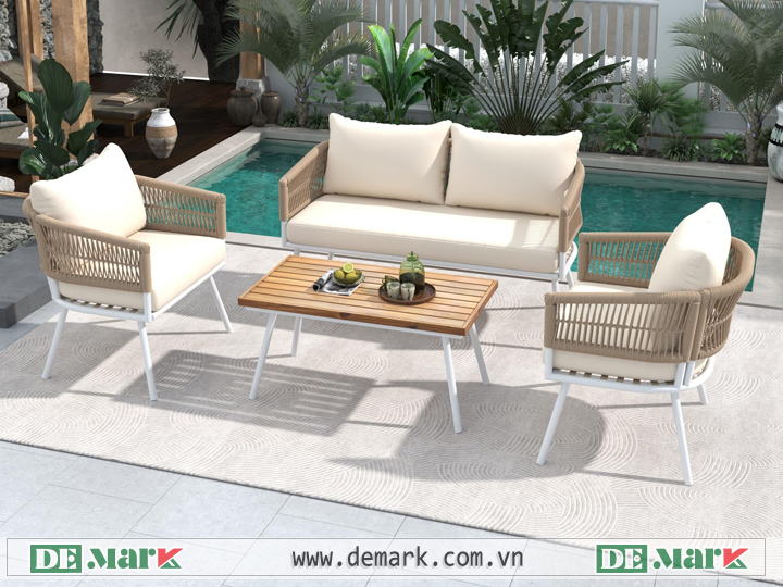 Mây nhựa trong thiết kế nội thất ngoài trời hiện đại