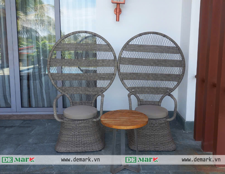 Bàn Ghế Sảnh Chờ Nhựa Giả Mây MT604