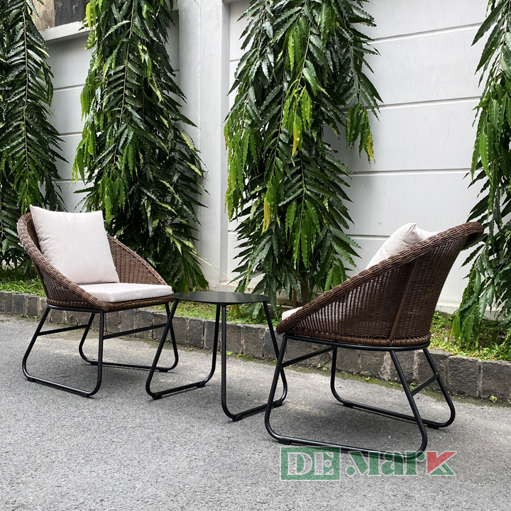 Bàn ghế café mây nhựa