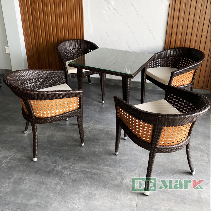 Bộ Bàn Ghế Cafe Nhựa Giả Mây MT298