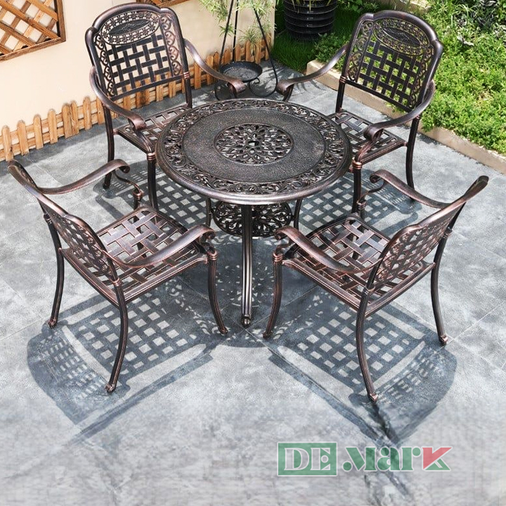 Bộ Bàn Ghế Ngoài Trời Nhôm Đúc DeNKD80-4G-ĐO