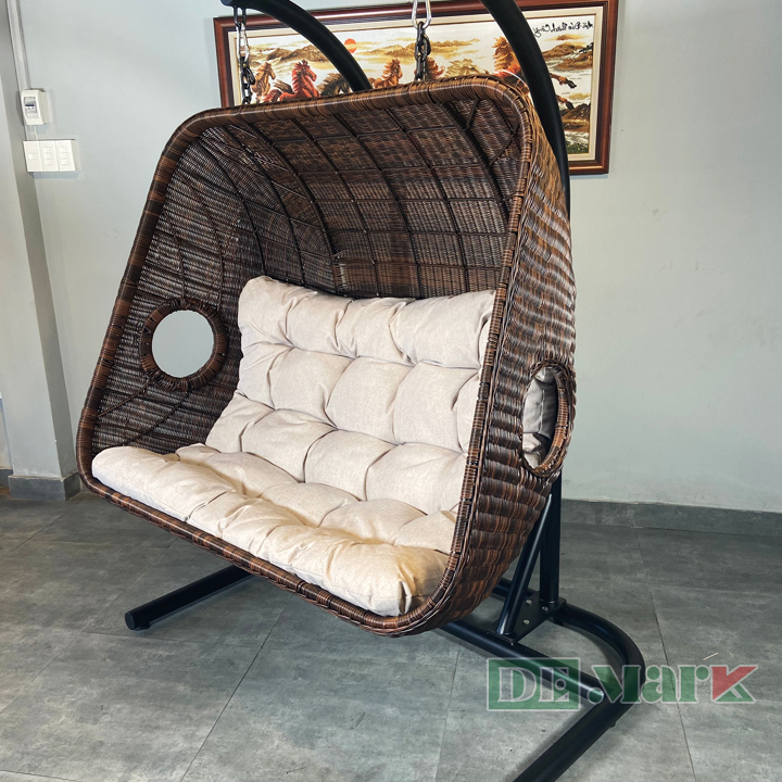 Xích Đu Đôi Ngoài Trời Nhựa Giả Mây MT923