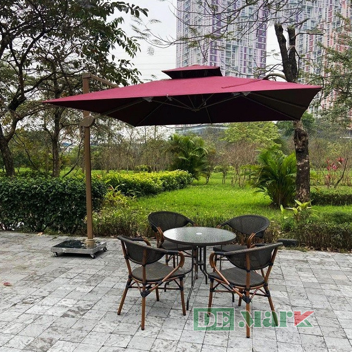 Ô Dù Lệch Tâm Vuông 3m Nâng Hạ Hợp Kim Nhôm