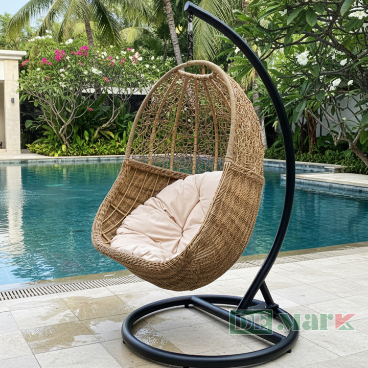 Xích đu nhựa giả mây ngoài trời DeMark