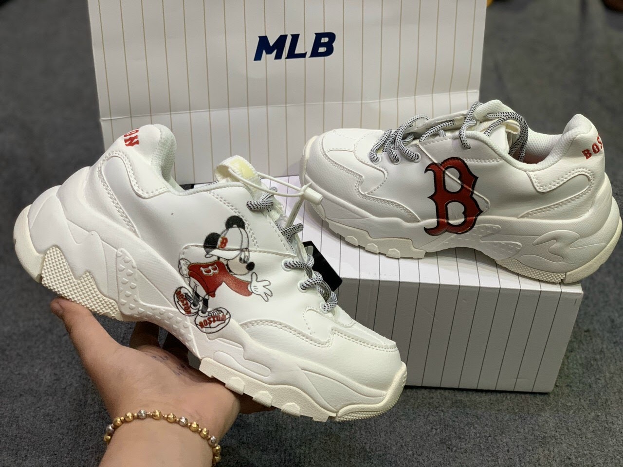 Giày MLB Boston Big Ball Chunky trắng Rep 11 Siêu Rẻ Tại Lakbayvn   Lakbayvn