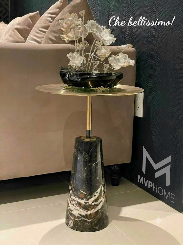 Tab Decor Trụ Đá Mặt Inox Side Table