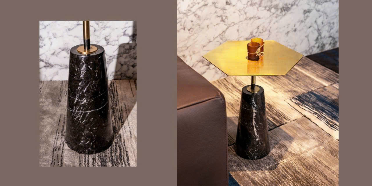 Tab Decor Trụ Đá Mặt Inox Side Table