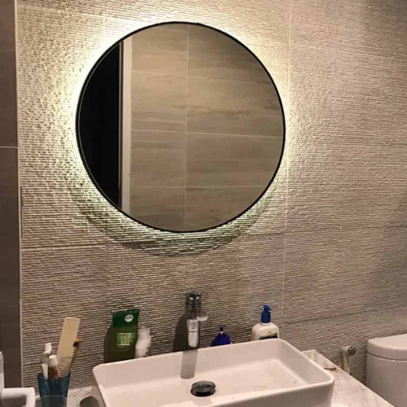 Gương nhà tắm viền da không dây treo - GD01
