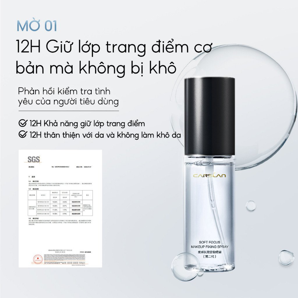 Carslan Xịt Khóa Nền Giữ Lớp Trang Điểm Lâu Trôi 100ml - Soft Focus