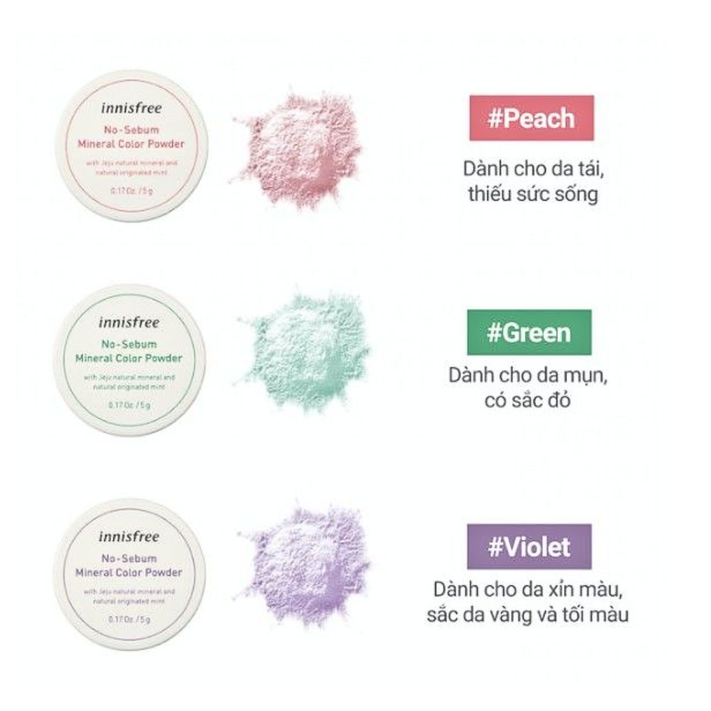 Innisfree Phấn Phủ Kiềm Dầu No-Sebum Mineral Color Powder 5g