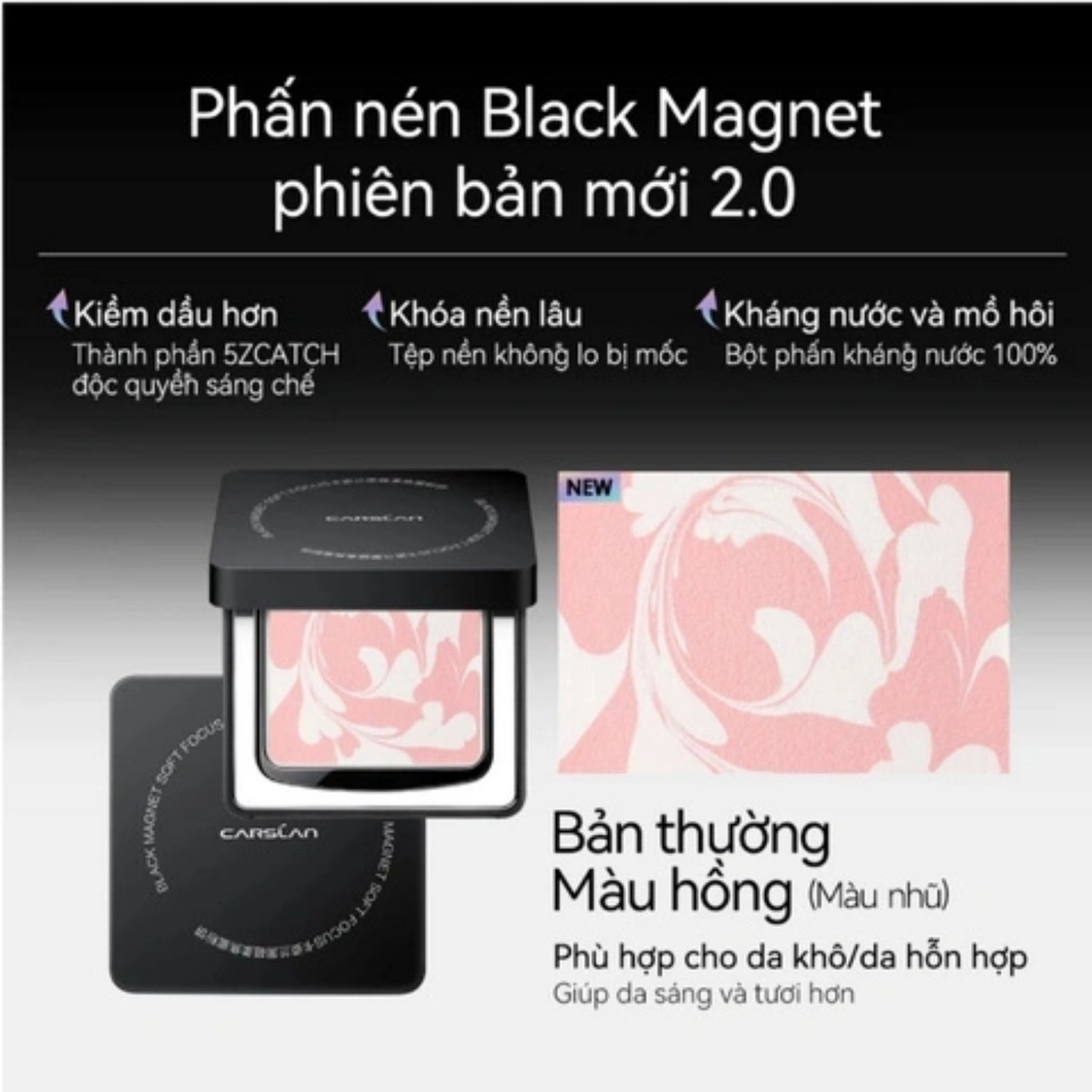 Carslan Phấn Phủ Dạng Nén 2.0 Black Magnet Soft Focus Powder ( Mẫu Mới )