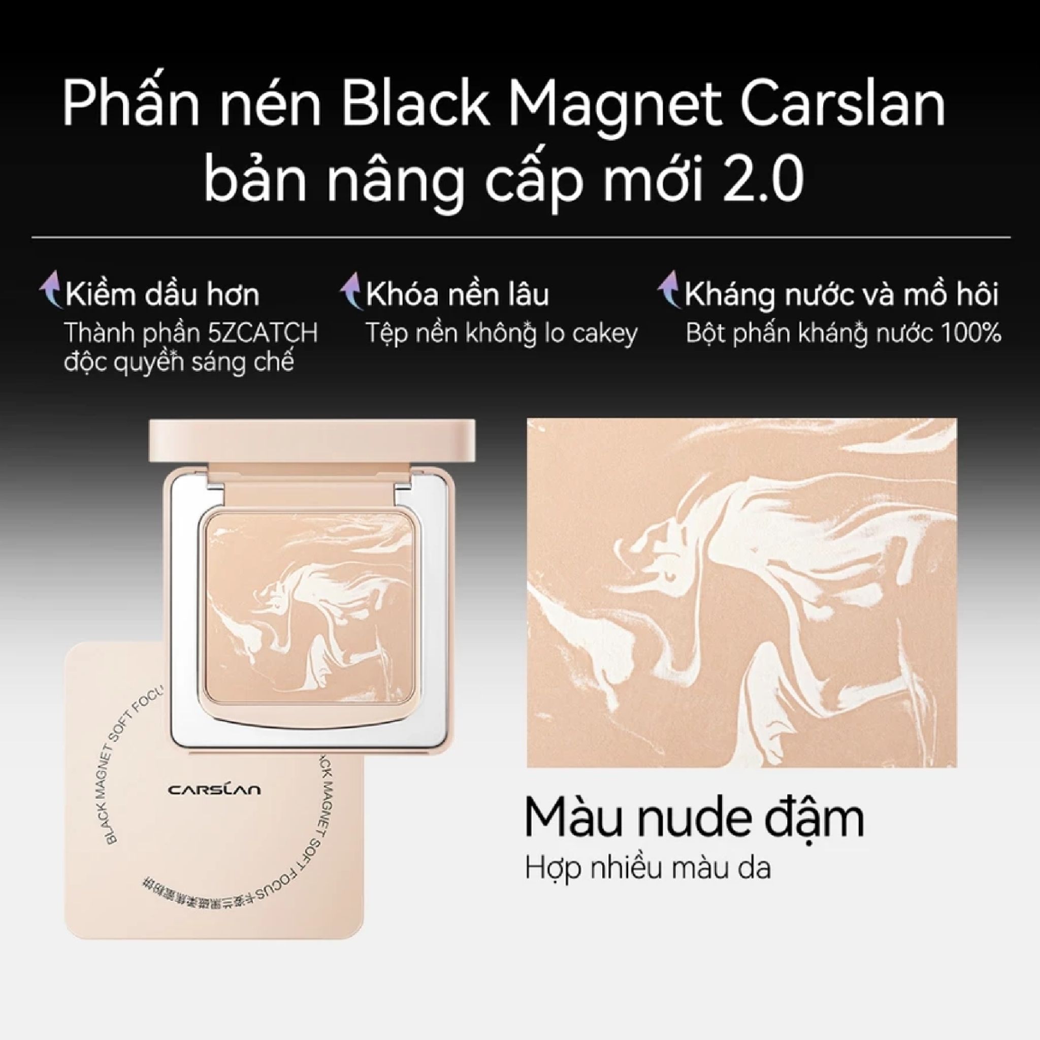 Carslan Phấn Phủ Dạng Nén 2.0 Black Magnet Soft Focus Powder ( Mẫu Mới )
