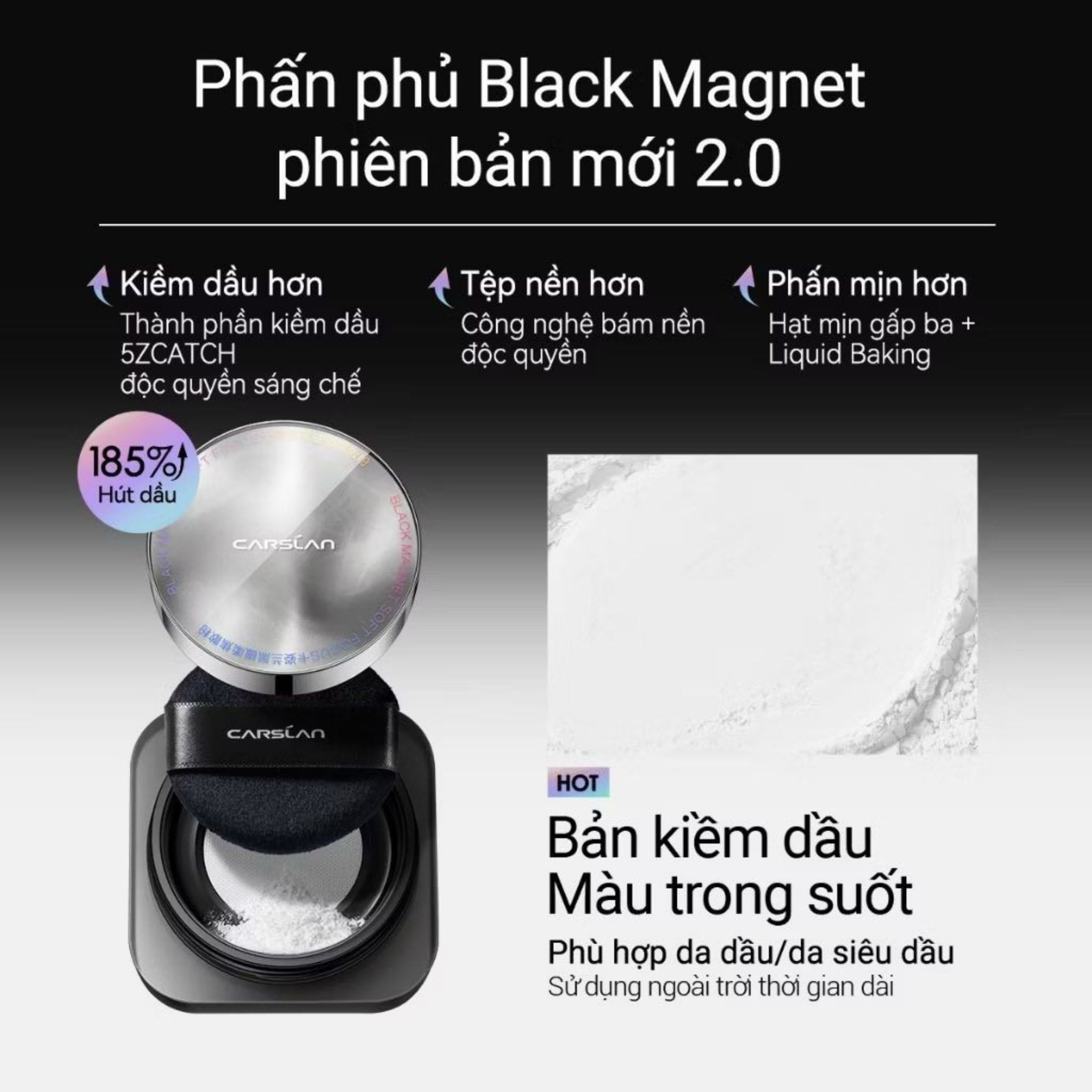 Carslan Phấn Phủ Bột 2.0 Black Magnet Soft Focus Make-Up Powder ( Mẫu Mới )