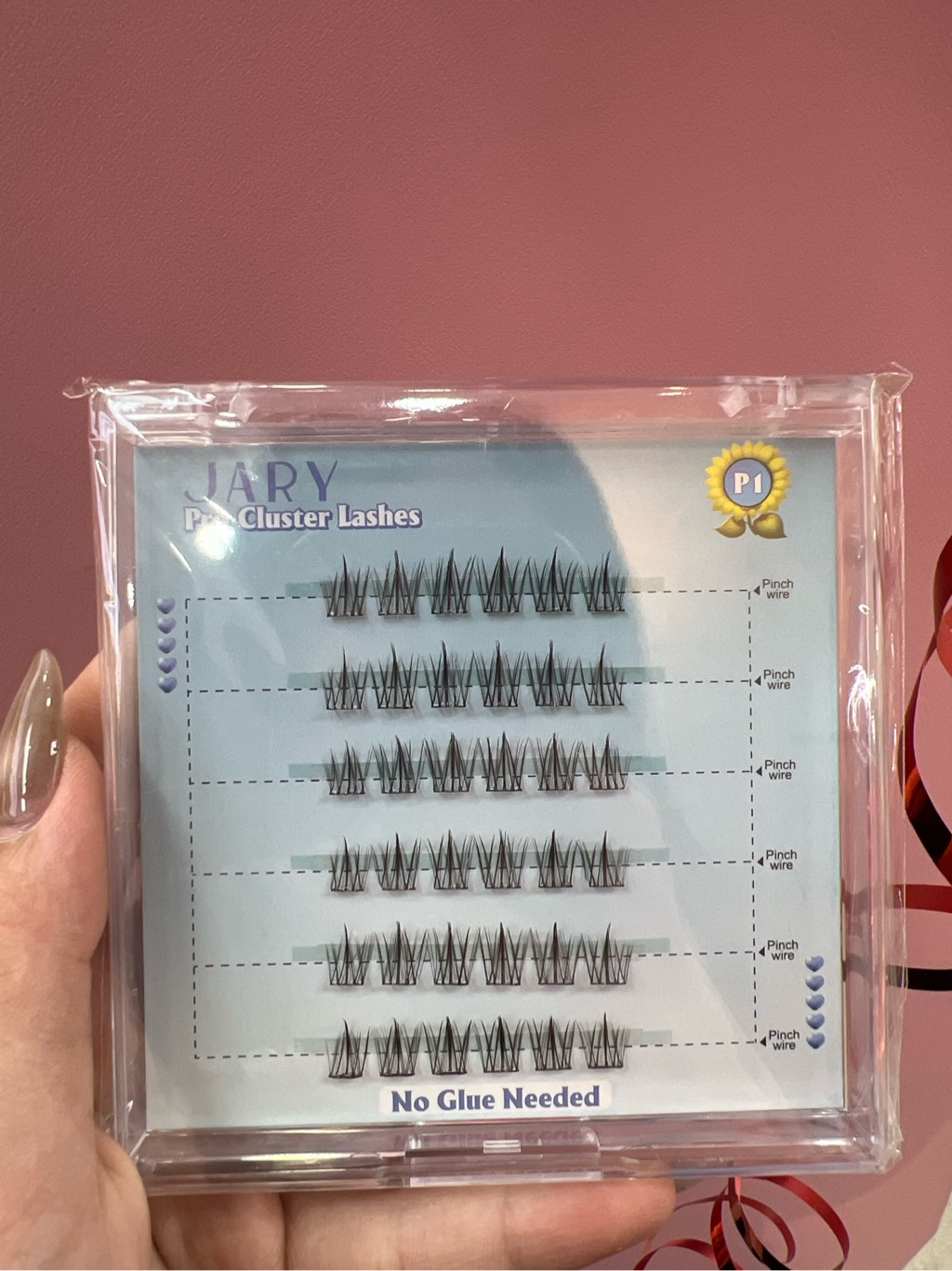 LÔNG MI CỤM CÓ SẴN KEO JARY PRO CLUSTER LASHES HỘP NHỰA 6 HÀNG - P1 HƯỚNG DƯƠNG - KHÔNG VỎ