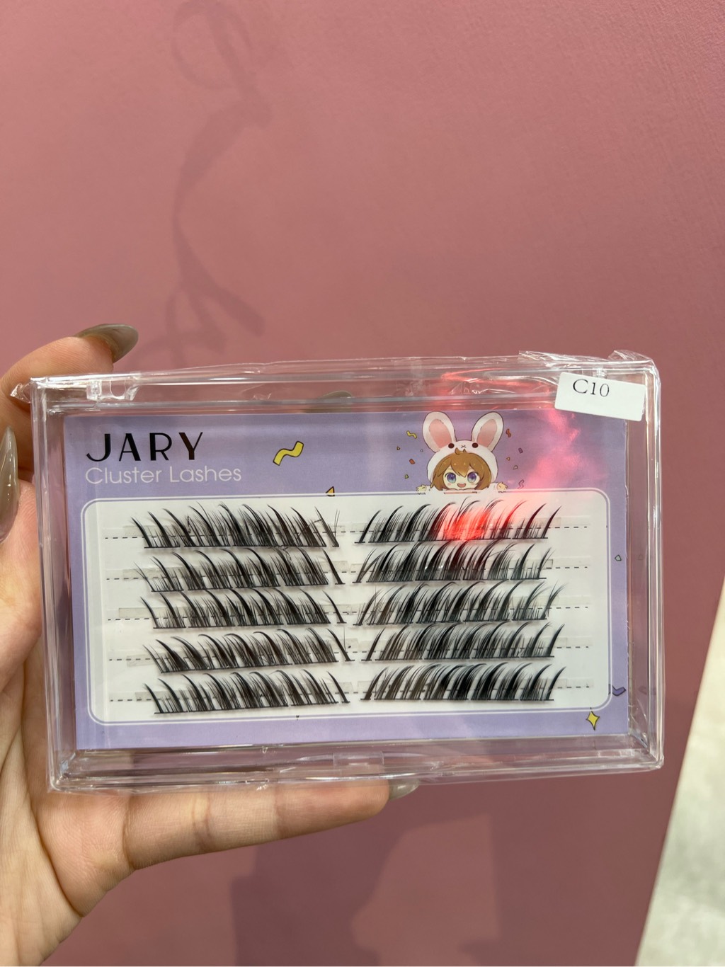 LÔNG MI CỤM TỰ NHIÊN JARY CLUSTER LASHES - HỘP NHỰA 5 HÀNG - C10 XÉO MẮT CÁO