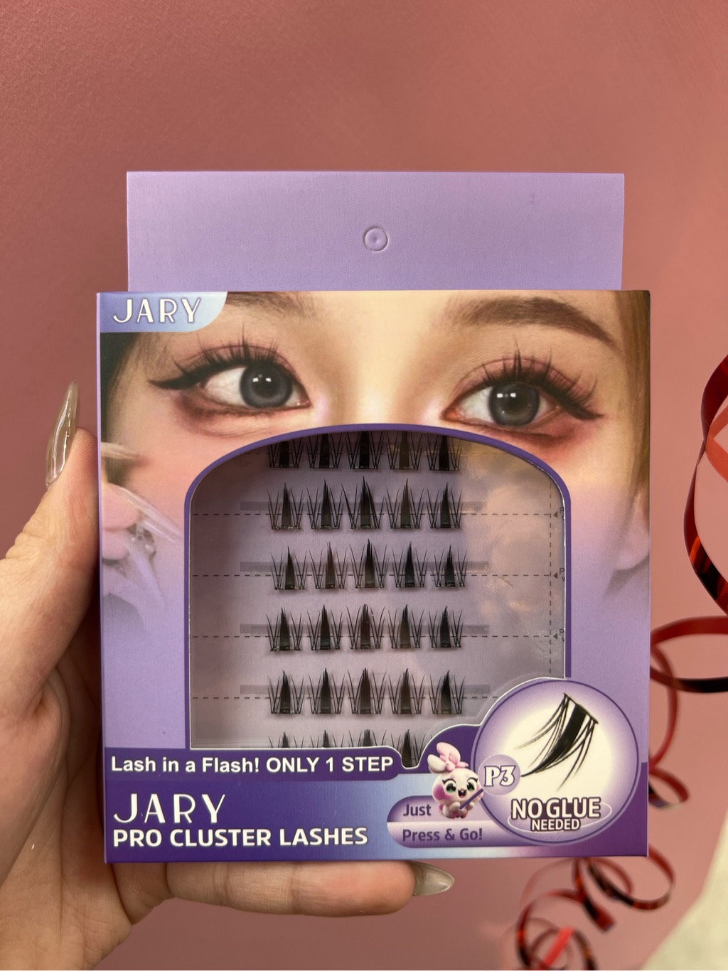 LÔNG MI CỤM CÓ SẴN KEO JARY PRO CLUSTER LASHES HỘP NHỰA 6 HÀNG - P3 MẮT ƯỚT - FULL VỎ