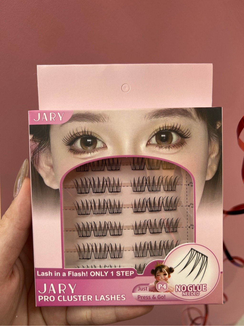 LÔNG MI CỤM CÓ SẴN KEO JARY PRO CLUSTER LASHES HỘP NHỰA 6 HÀNG - P4 IDOL FULL - FULL VỎ