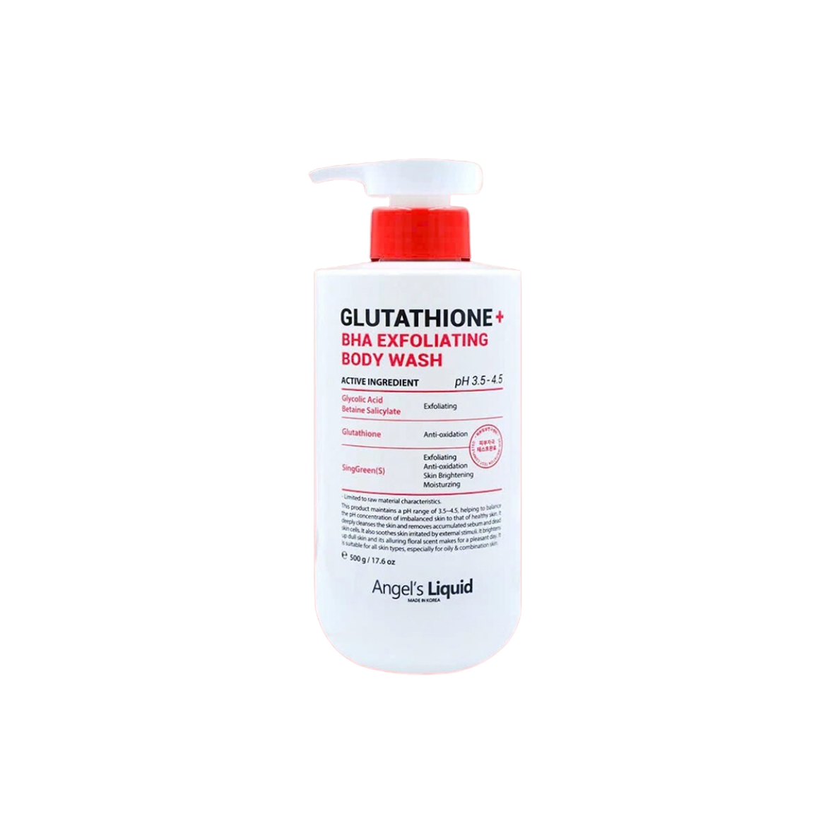Angel's Liquid Sữa Tắm Giảm Mụn, Mờ Thâm Glutathione BHA Exfoliating Body Wash 500g