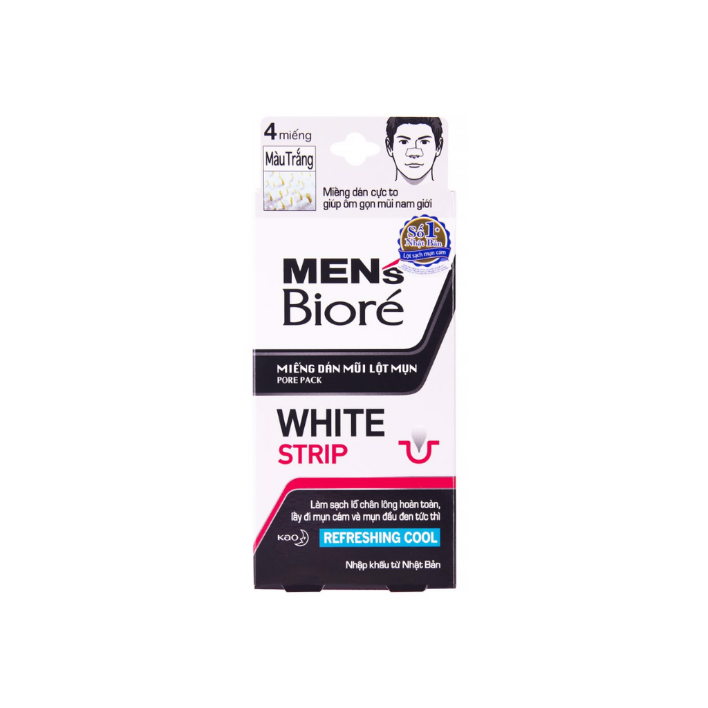 Biore Miếng Dán Mũi Lột Mụn Nam - Trắng Bạc Hà - Trắng Bạc Hà