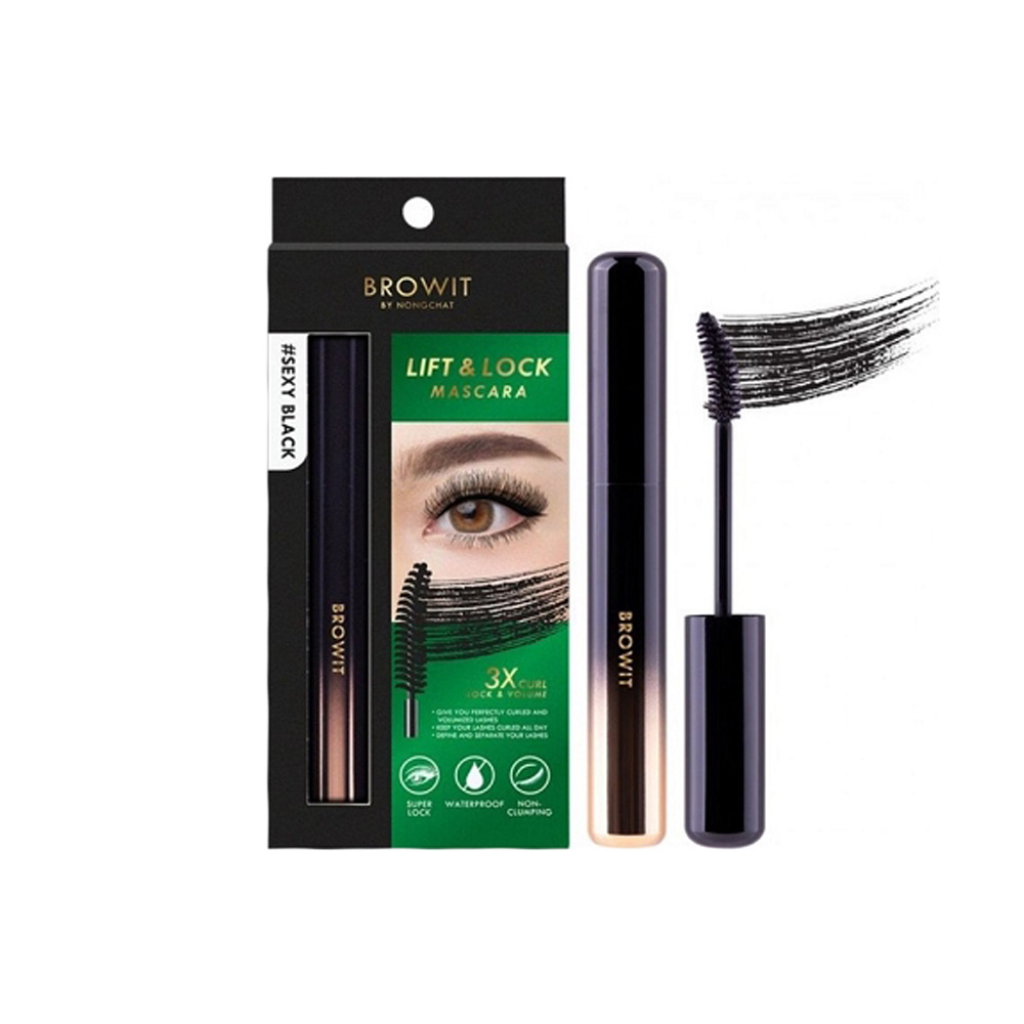 Browit By Nongchat Chuốt Mi Lift & Lock Mascara #Sexy Black (Xanh Lá)