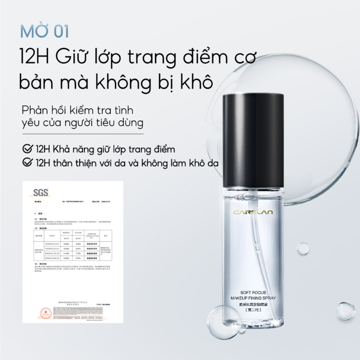 Carslan Xịt Khóa Nền Giữ Lớp Trang Điểm Lâu Trôi 100ml