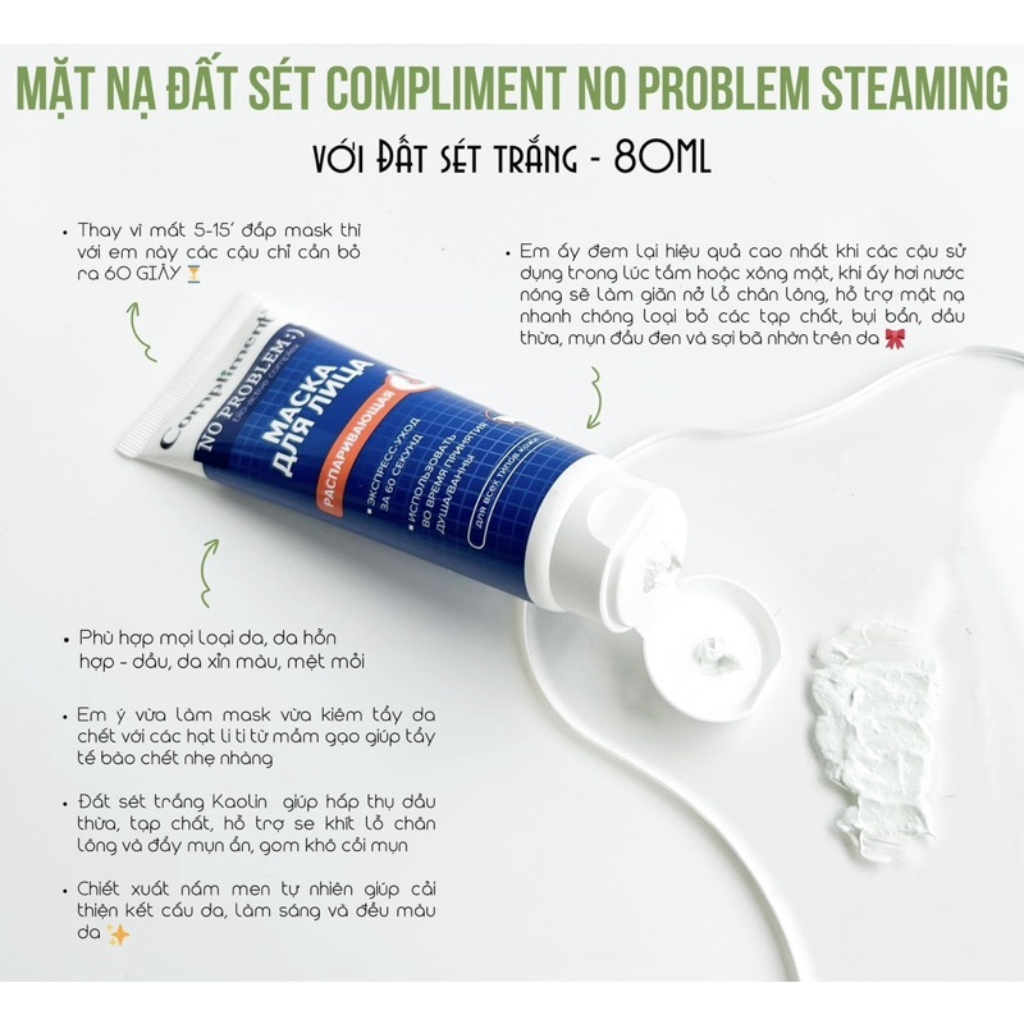 BMT 11/2026 - Compliment Mặt Nạ Đất Sét STEAMING 80ml (Vạch cam)