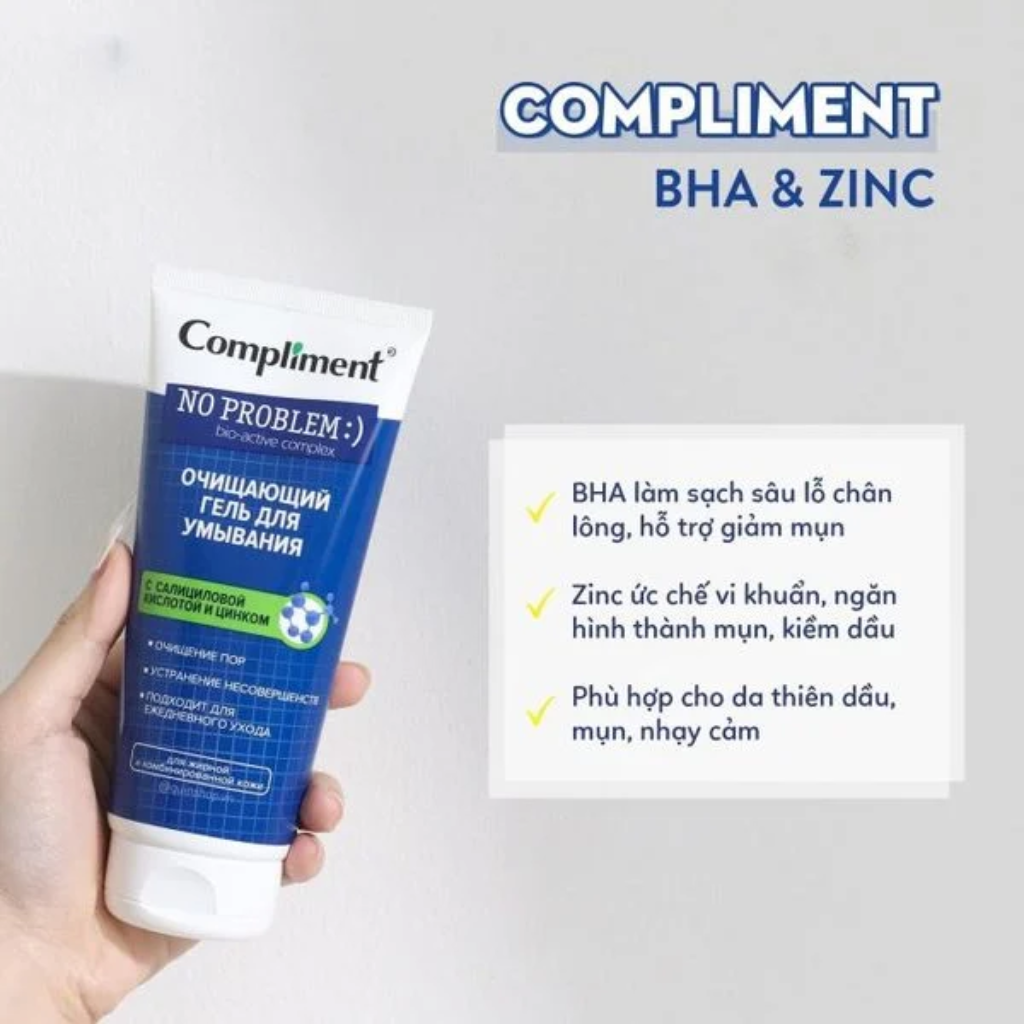 Sữa rửa mặt Compliment BHA - ZINC 200ml ( Xanh lá )