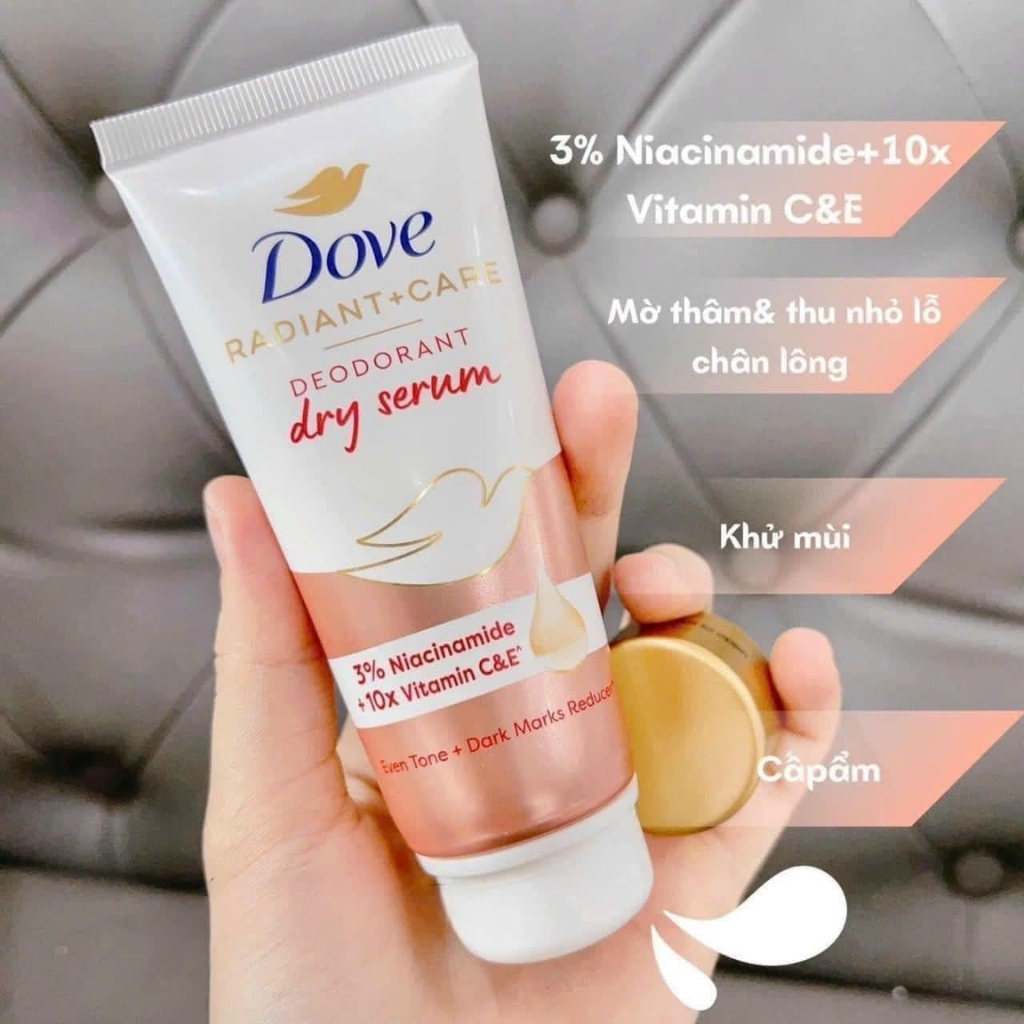 Dove Khử Mùi Radiant+Care Dry Serum Niacinamide & Vitamin C&E 40ml