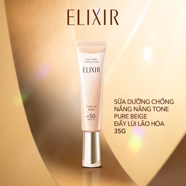 Elixir Sữa Chống Nắng Nâng Tone Day Care Revolution Tone Up Beige SPF50+ PA++++