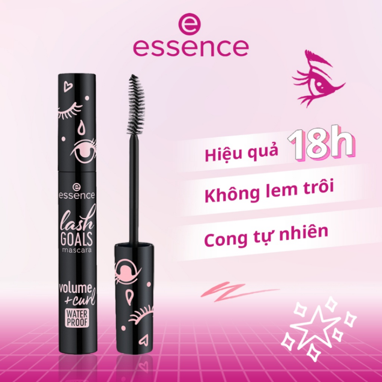 Essence Chuốt mi Lash Goals Mascara Volume & Curl Waterproof 7.5 ml (Đen)