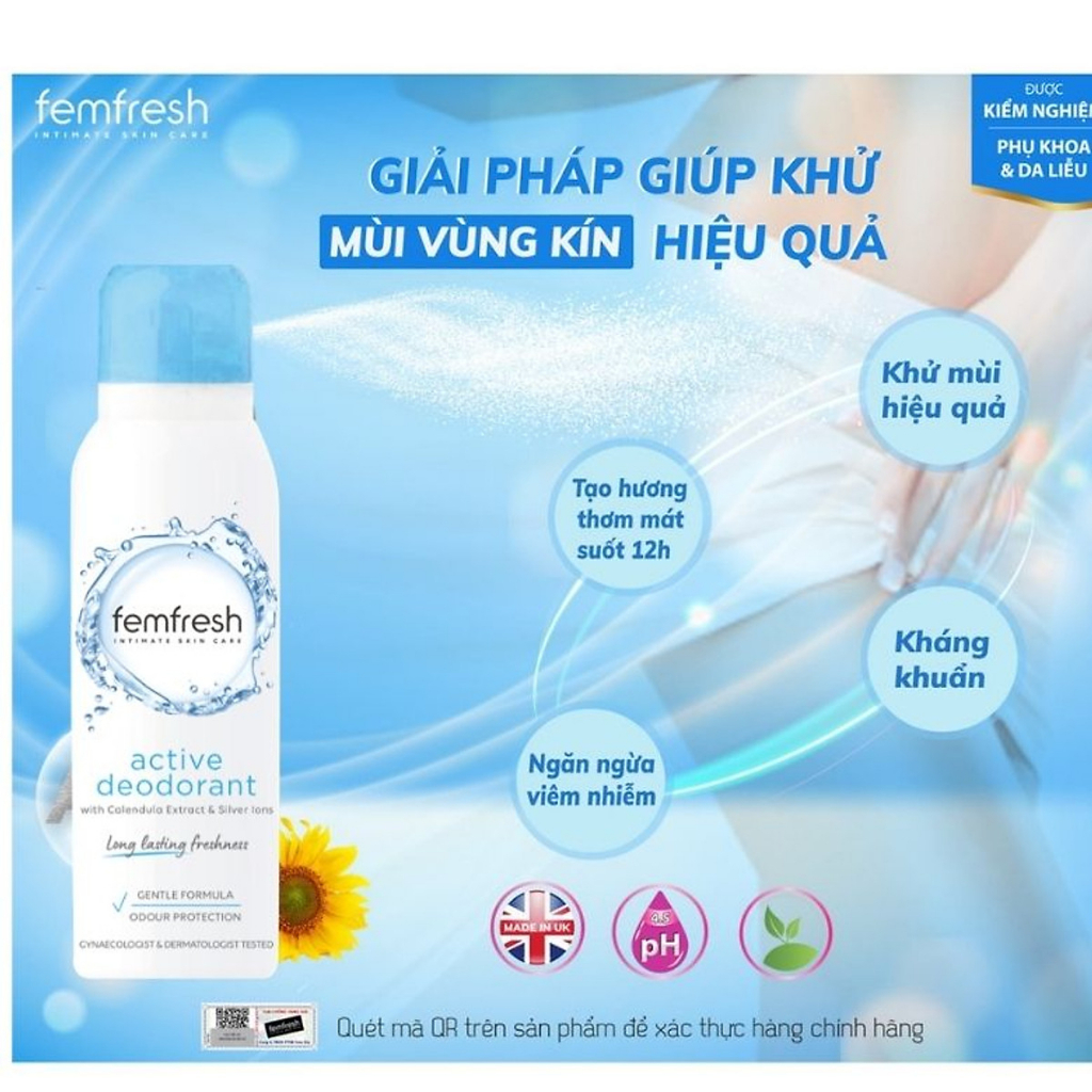 Femfresh Xịt Thơm Deodorant Spray 125ml (Xám)