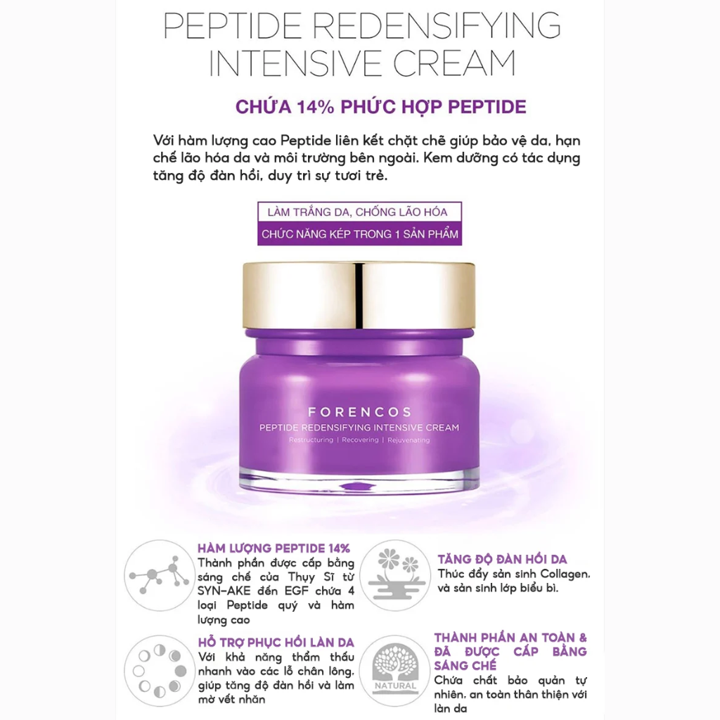 Forencos Kem Dưỡng Peptide Redensifying Intensive Cream 50ml