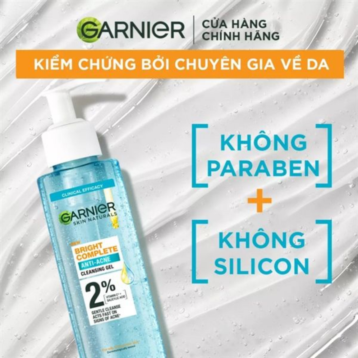 Garnier Gel Rửa Mặt Bright Complete Anti-Acne 120ml