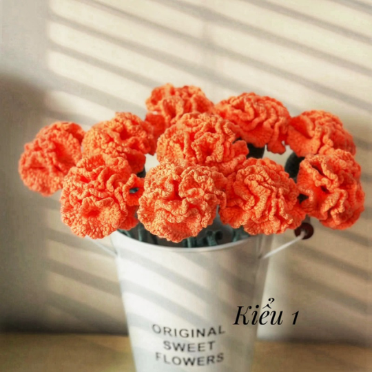 HOA LEN HANDMADE - (9) Cẩm Chướng Cam