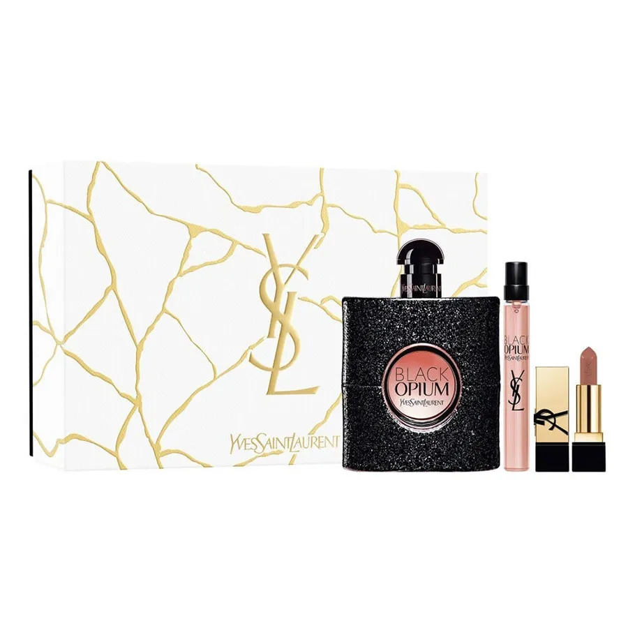 Yves Saint Laurent Black Opium (90ml + Mini 10ml +  Mini Lipstick In Shade Nu Muse)