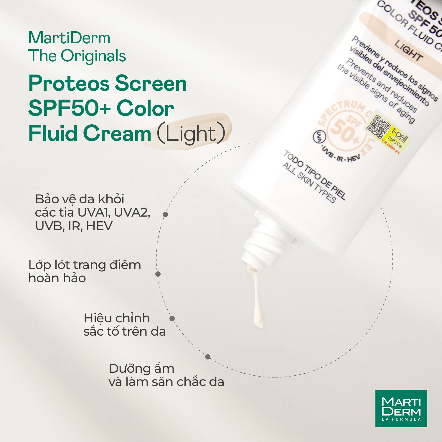 MartiDerm Proteos Screen SPF50+ Color Fluid Cream Light 40ml (CT)