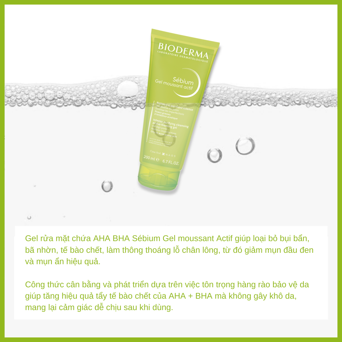 DL - 6/2026 - Bioderma Rửa Mặt Sebium Gel Moussant Actif  - 200ml