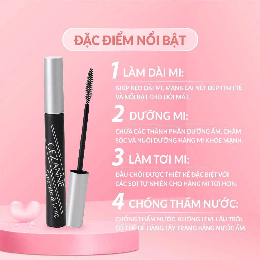 Cezanne Mascara Làm Dài Mi Separate Long - #Black - Mẫu Thử