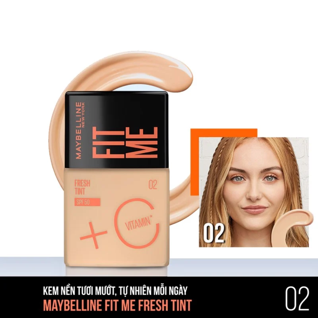 DL 8/2026 - Maybelline Kem Nền Fit Me Fresh Tint C SPF50 PA+++ 30ml - 02
