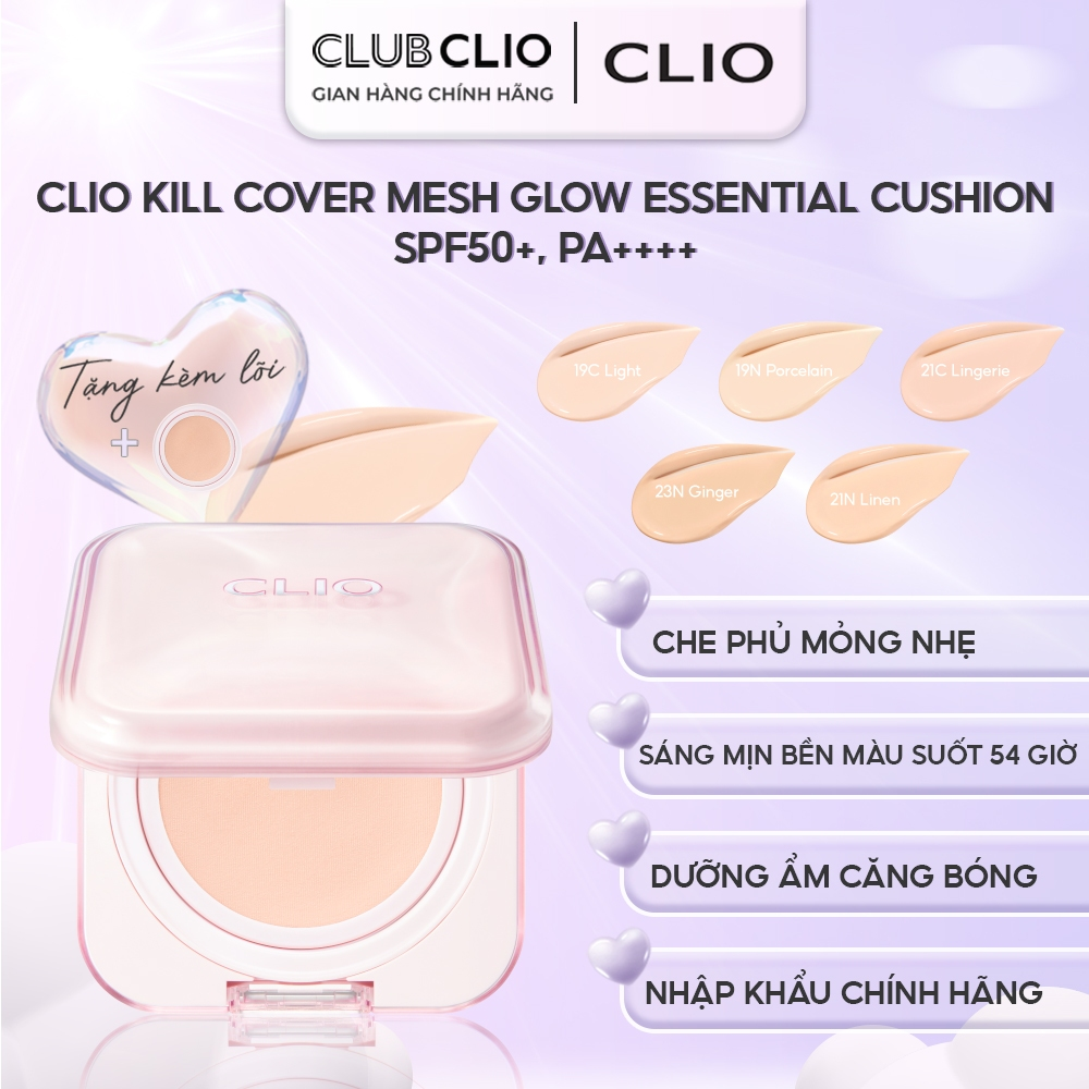 Clio Phấn Nước Kill Cover Mesh Glow Essential Cushion Mini #23N GINGER