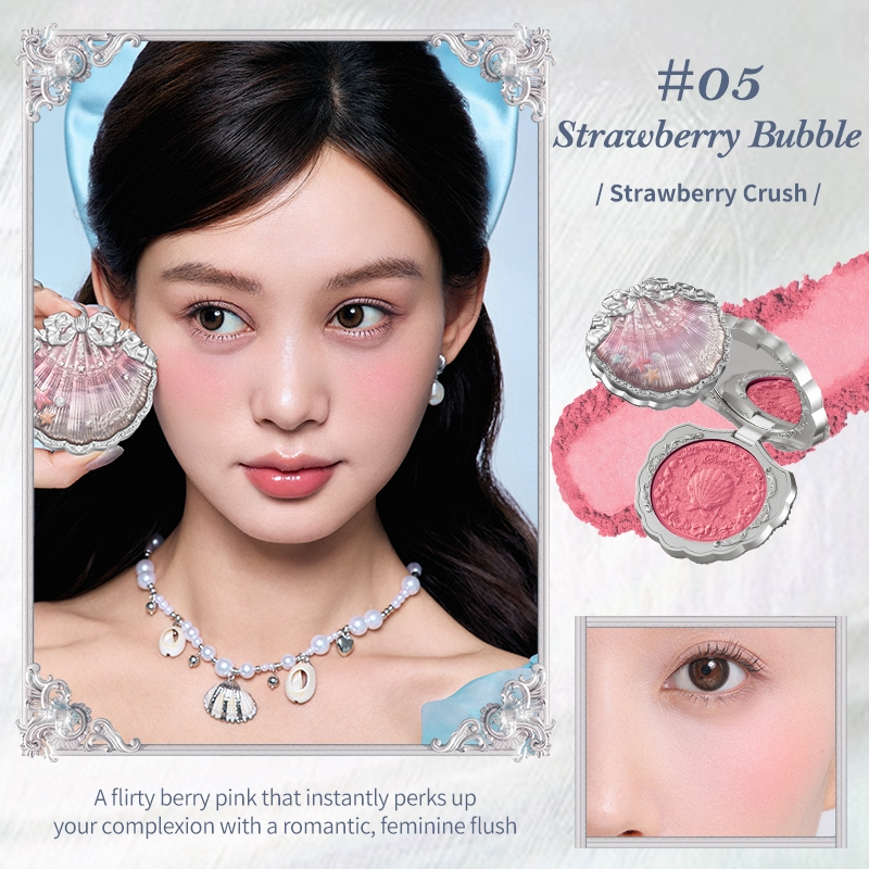 Flower Knows Má Hồng Shell Jewel Collection Silk Satin Blush - 05 Strawberry Bubble
