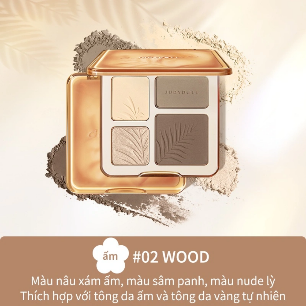 JUDYDOLL Bảng Tạo Khối 4 ô Highlight & Contour (CT)
