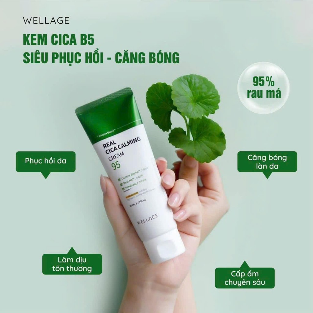 Wellage Kem Dưỡng Ẩm Real CICA CALMING 95 Cream 80ml