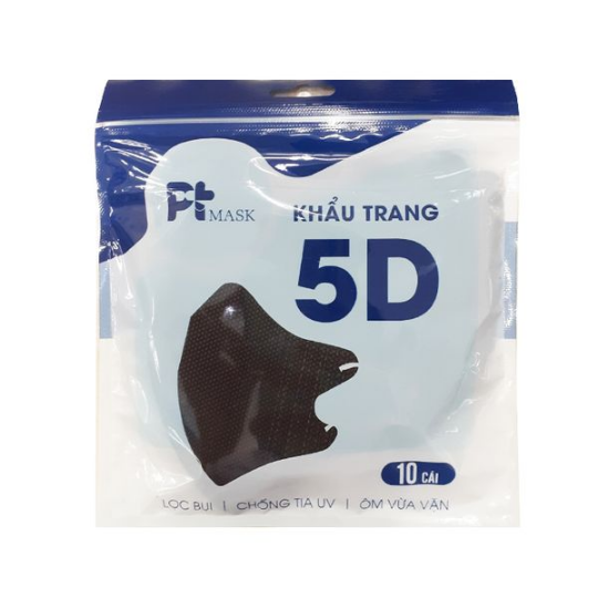 KHẨU TRANG PT MASK  - Chống nắng gói 10 Xám