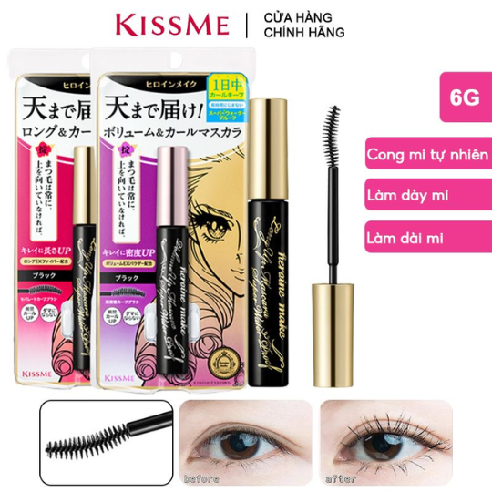 Kiss Me Mascara + Tấy Trang Long Curl Heroine D/C