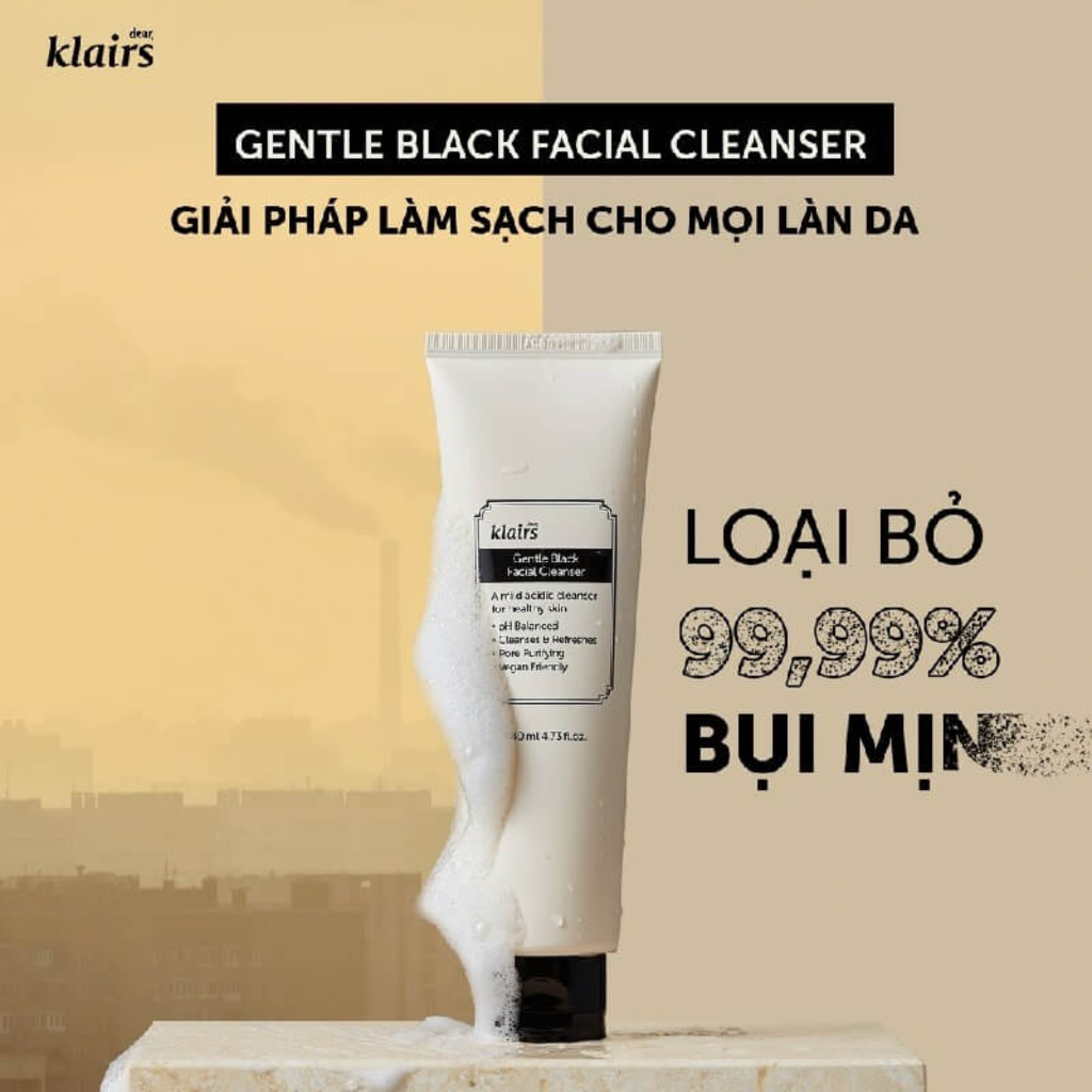 Klairs Sữa rửa mặt Gentle Black Facial Cleanser 140ml