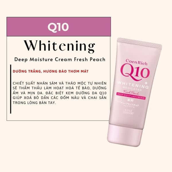 Kosé Kem Dưỡng Tay CoenRich Q10 Whitening Fresh Peach 80g