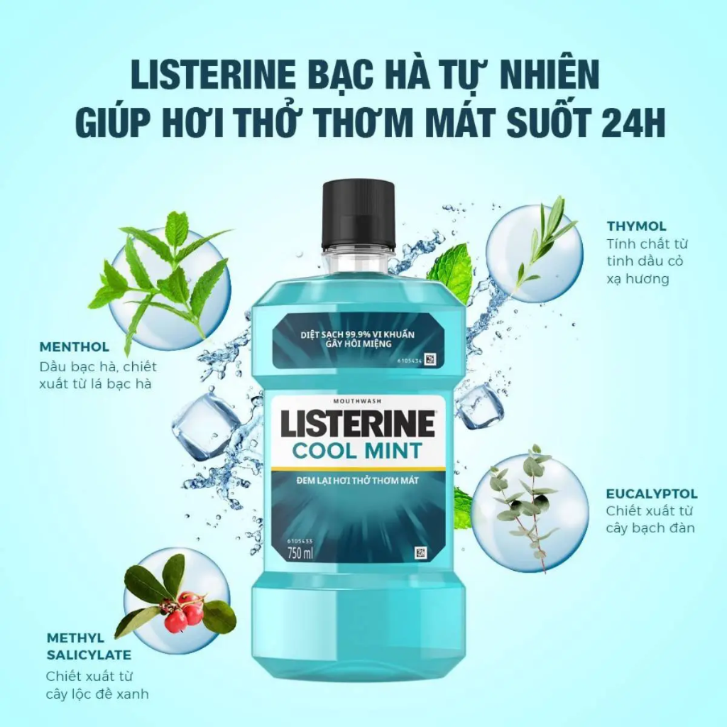 Listerine Nước Súc Miệng Hơi Thở Thơm Mát Cool Mint Mouthwash