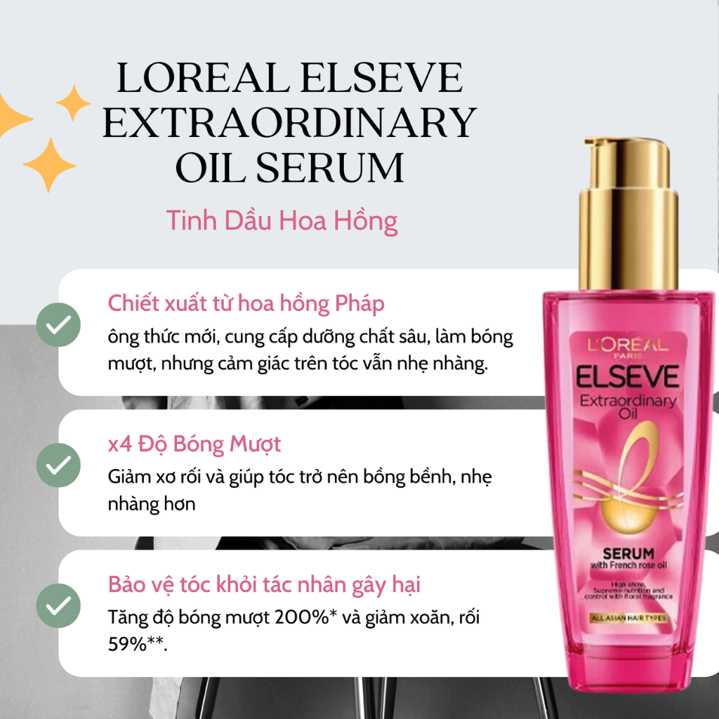 L'Oreal Dầu Dưỡng Tóc Paris Elseve Ext oil 100ml (màu hồng)